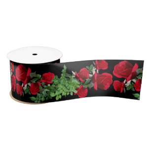 Red Roses Real Flowers Wedding Ribbon Satijnen Lint