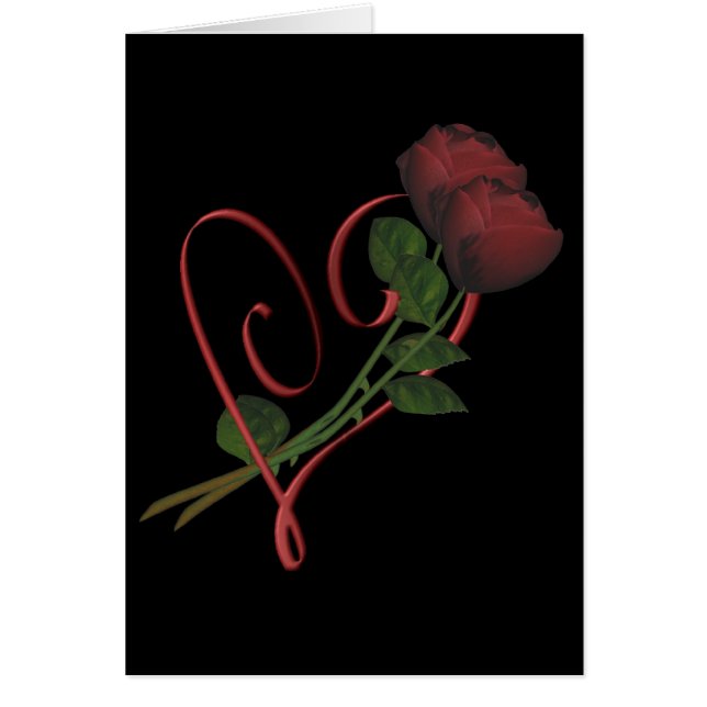 Red Roses Red Heart Elegant Card (Voorkant)