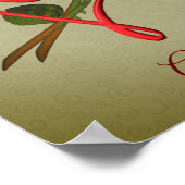 Red Roses Red Heart Elegant Voeg Jouw tekst toe Poster (Hoek)