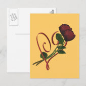 Red Roses Red Heart Flower Briefkaart (Voorkant / Achterkant)