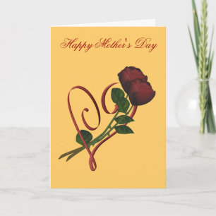 Red Roses Red Heart Flower Moederdag Kaart