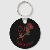 Red Roses Red Heart Flower Personalized Sleutelhanger (Achterkant)