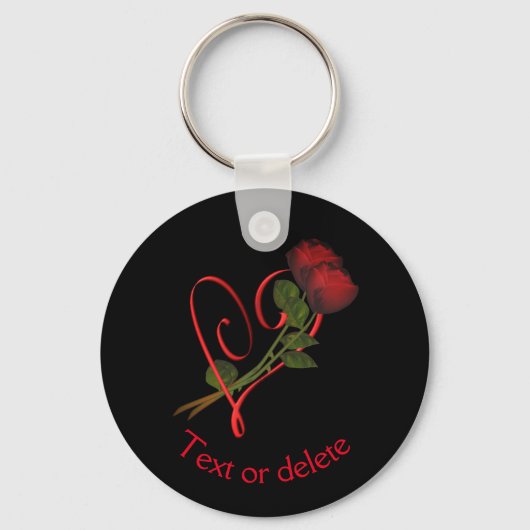 Red Roses Red Heart Flower Personalized Sleutelhanger (Achterkant)