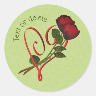 Red Roses Red Heart gepersonaliseerd Ronde Sticker