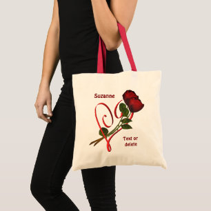 Red Roses Red Heart gepersonaliseerd Tote Bag
