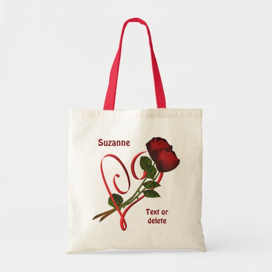 Red Roses Red Heart gepersonaliseerd Tote Bag (Voorkant)