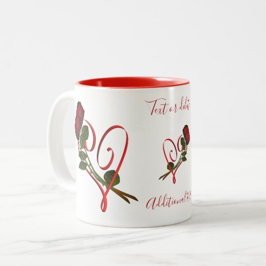 Red Roses Red Heart gepersonaliseerd Tweekleurige Koffiemok (Voorkant links)