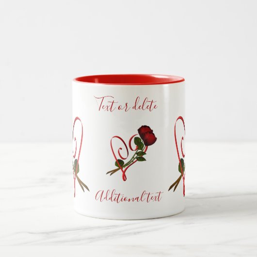 Red Roses Red Heart gepersonaliseerd Tweekleurige Koffiemok (Center)