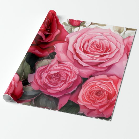 Red roses, Red roses, Cadeaupapier (Uitgerold)