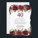 Red Roses Romantic Floral 40th Jubileum Kaart<br><div class="desc">Red Roses Romantic Floral 40th Jubileum Invitations Zie bijbehorend collectie in Niche en Nest Store</div>