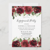 Red Roses Romantic Floral Engagement Party Kaart (Voorkant)
