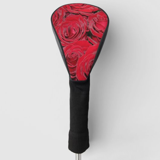 Red Roses Romantic Flowers Floral Golf Head Hoesje Golfheadcover (Voorkant)