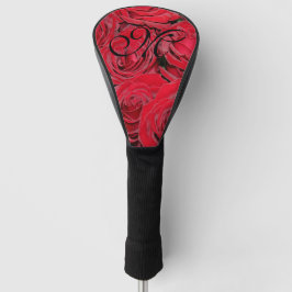 Red Roses Romantic Flowers Floral Monogram M Golfheadcover