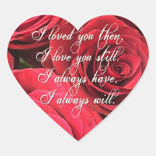 Red Roses Romantic ik hield van je toen Hart Sticker (Voorkant)