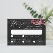 Red Roses Romantisch Victoriaans Gothic RSVP-kaart RSVP Kaartje (Staand voorkant)
