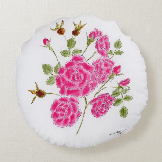 Red roses rond kussen (Achterkant)