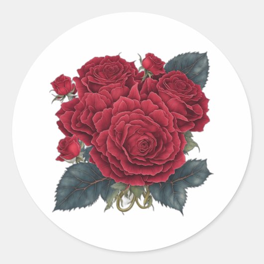 Red roses ronde sticker (Voorkant)