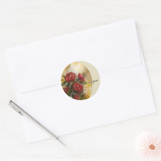 Red Roses Ronde Sticker (Envelop)