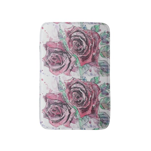 Red Roses Roos kunst bloembloem badmat (Voorkant Verticaal)