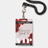 Red Roses Rossic Chic Sweet 16 VIP-pas Badge (Voorkant met koord)