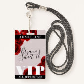 Red Roses Rossic Chic Sweet 16 VIP-pas Badge (Achterkant met draagriem)
