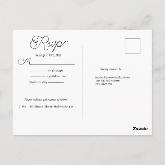 Red Roses RSVP Briefkaart (Achterkant)
