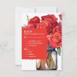 Red Roses RSVP Response Kaart