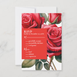 Red Roses RSVP Response Kaart