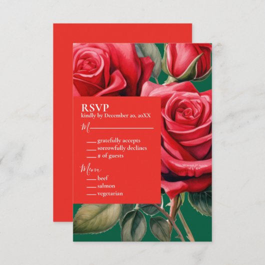 Red Roses RSVP Response Kaart (Voorkant / Achterkant)