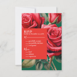 Red Roses RSVP Response Kaart