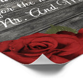 Red Roses Rustic Black Lace Weddenschap wenst Poster (Hoek)