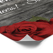 Red Roses Rustic Black Lace Wedding Open Bar Sign Poster (Hoek)