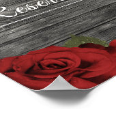 Red Roses Rustic Black Lace Wedding Reserved Sign Poster (Hoek)