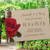 Red Roses Rustic Kraft Bewaar de Datumkaarten Save The Date