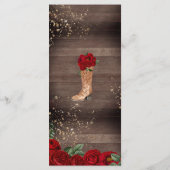 Red Roses Rustic Western Charra Party Menu (Achterkant)