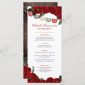 Red Roses Rustic Western Charra Party Menu (Voorkant / Achterkant)