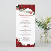 Red Roses Rustic Western Charra Party Menu (Staand voorkant)