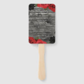 Red Roses Rustic Wood Black Lace Wedding Handwaaier (Achterkant)