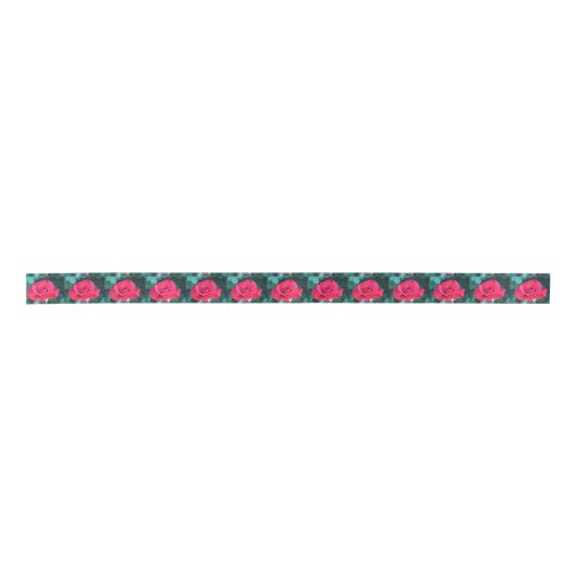 Red Roses Satin Ribbon Satijnen Lint (Voorkant)
