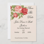 Red Roses Script Save The Date | Elegant Floral  (Voorkant)