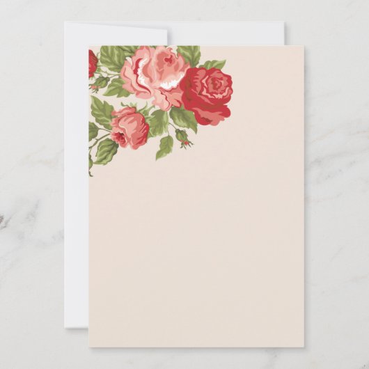 Red Roses Script Wedding Invitation | Elegant Roma Kaart (Achterkant)