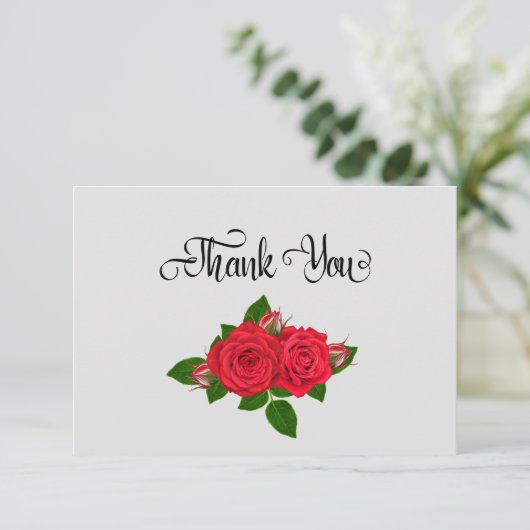 Red Roses Simple Bedankt Kaart (Staand voorkant)