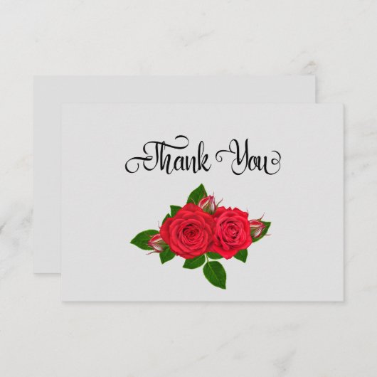 Red Roses Simple Bedankt Kaart (Voorkant / Achterkant)