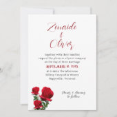 Red Roses Simple White Wedding Invitation Kaart (Voorkant)