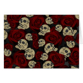 Red Roses & Skulls Black Floral Gothic Hartelijk d (Voorkant Horizontaal)