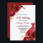 Red Roses Sparkle Dress 30th Birthday Party Kaart<br><div class="desc">Red Roses Sparkle Dress 30th Birthday Party Invitation more elegant floral design in onze winkel! Zie bijbehorend collectie in onze winkel</div>