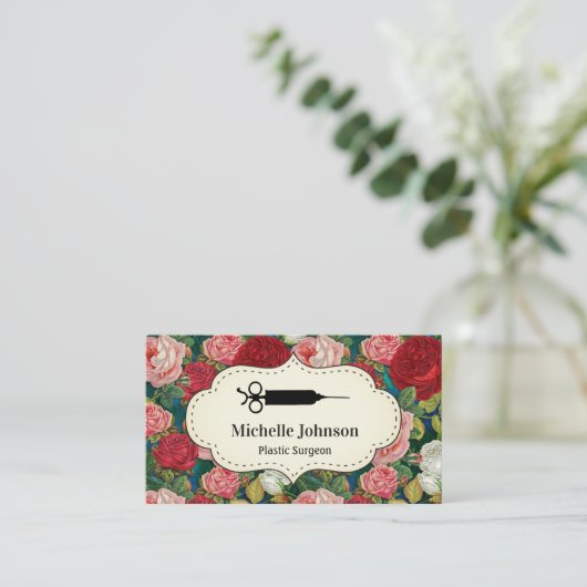 Red Roses  Spuit Dokter Plastisch Chirurg Visitekaartje (Staand voorkant)