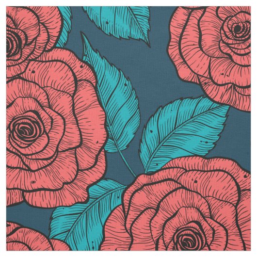 Red roses stof (Swatch)