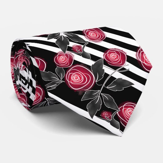 Red roses stropdas (Opgerold)