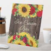 Red Roses Sunflower Birthday Party Ice Cream Bar Reclamebord Met Voetstuk (Insitu)